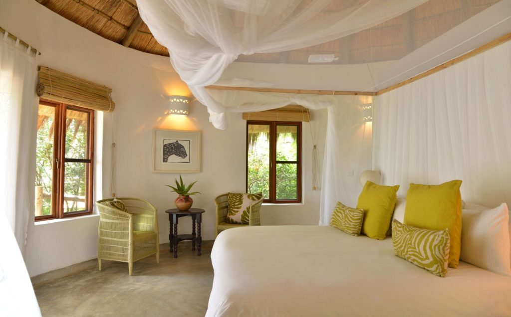 Intérieur d'une chambre au Bakwena Lodge, Kasane, parc national de Chobe, Botswana
